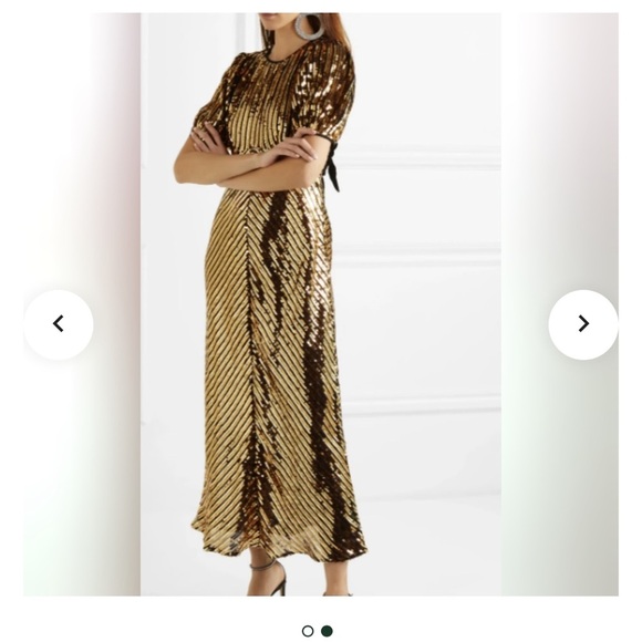 Rixo London gold sequin midi dress Medium - Picture 2 of 8